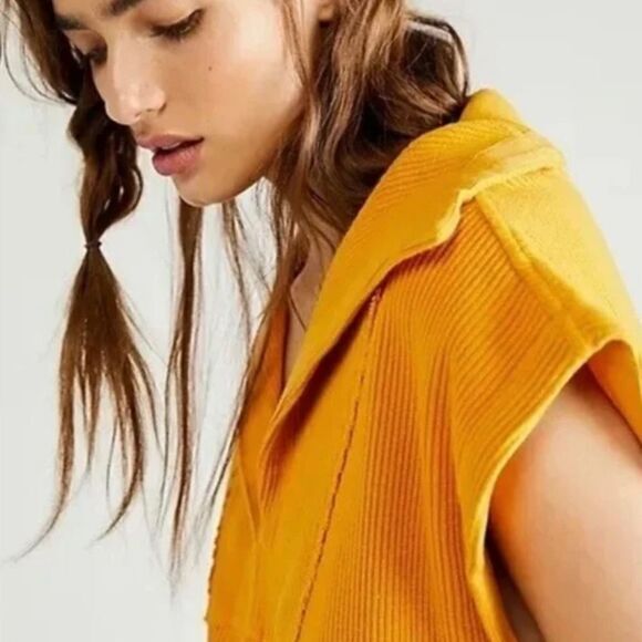 NEW Free People‎ beach 100% cotton gold/yellow Ryan midi dress, M - Picture 2 of 16